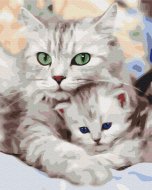 BRUSHME värvi numbrite järgi  Mom cat with kitten, BS52689