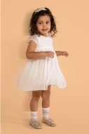 COCCODRILLO lühikeste varrukatega kleit ELEGANT BABY GIRL, valge, WC4128205EBG-001-0