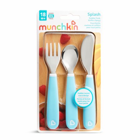 MUNCHKIN Splash kahvel, nuga, lusikas -Blue, 3pk, 90253 90253